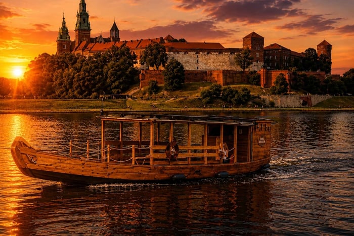 Solnedgang og nattcruise på en tradisjonell trebåt