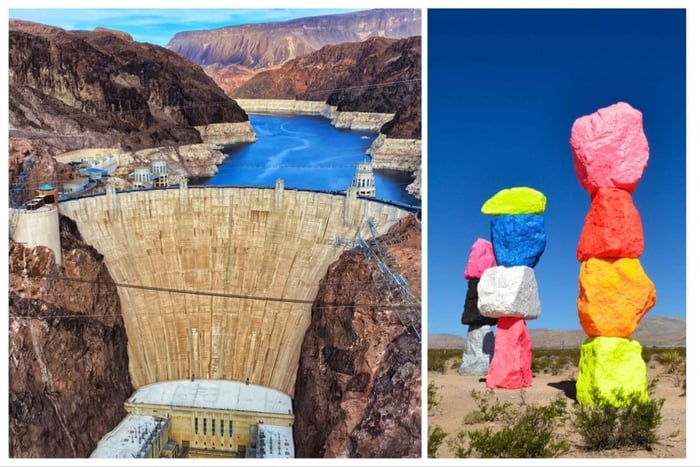 Hoover Dam en Seven Magic Mountains Tour