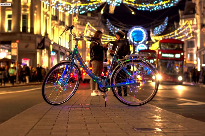 Cykeltur med julebelysning i London