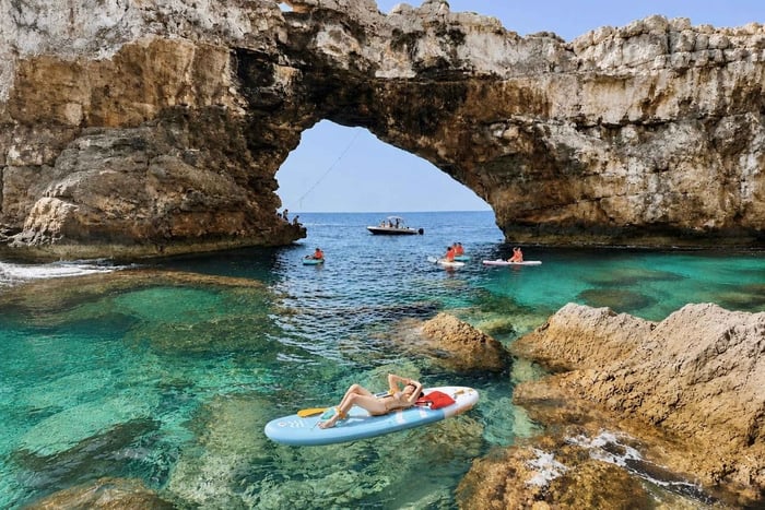 Cala Santanyí : stand-up-paddle jusqu'à Es Pontàs et snorkeling