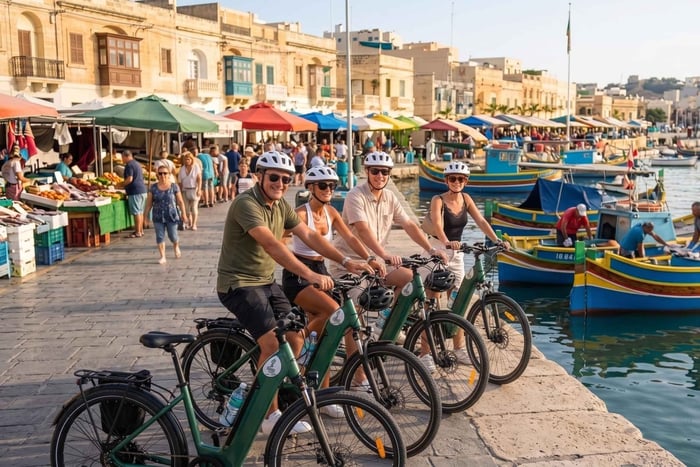 wycieczka e-rowerem z Birgu na niedzielny targ w Marsaxlokk