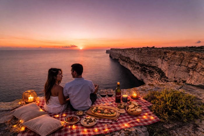 Gozo: privétour met traditionele picknick bij zonsondergang en zoutpannen.