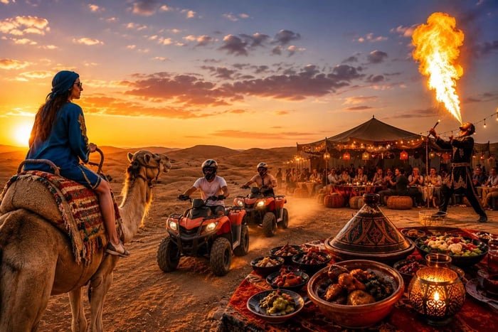 Marrakesch: Agafay-Wüste - Kamelritt, Quadfahrt & Dinner-Show