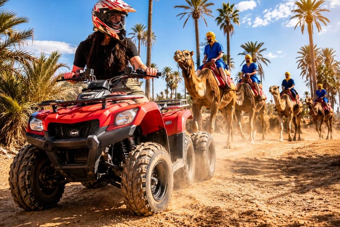 Marrakech : Quad & Dromedary ride with Break Tea & transfert