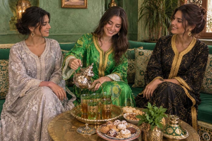 esperienza con caftano marocchino, tè e dolcetti