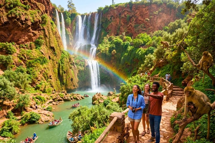 Depuis Marrakech : cascades d'Ouzoud, randonnée guidée, bateau + déjeuner