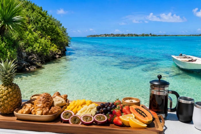 Brunch & snorkeling in the Blue Bay lagoon