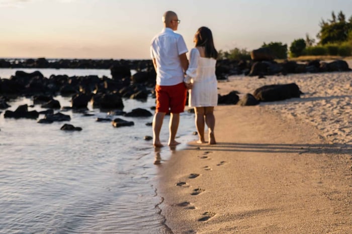 Mauritius: Fotoshoot bij zonsondergang (huwelijksreis/familiefotos)