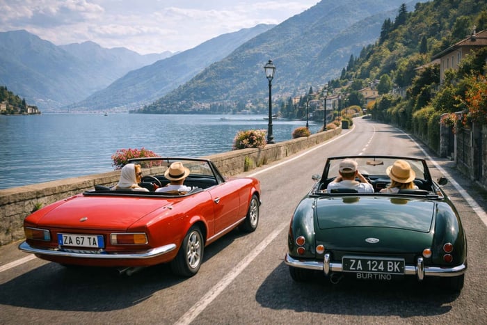 From Milan: Como Lake Trip Driving a Vintage Car