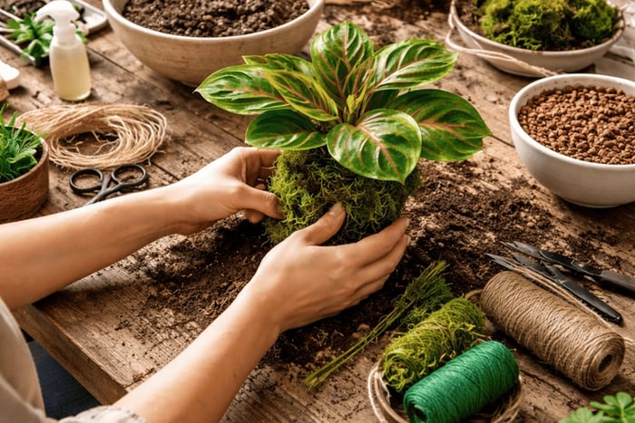Milano: Kokedama-workshop i ett botaniskt laboratorium i Navigli-området
