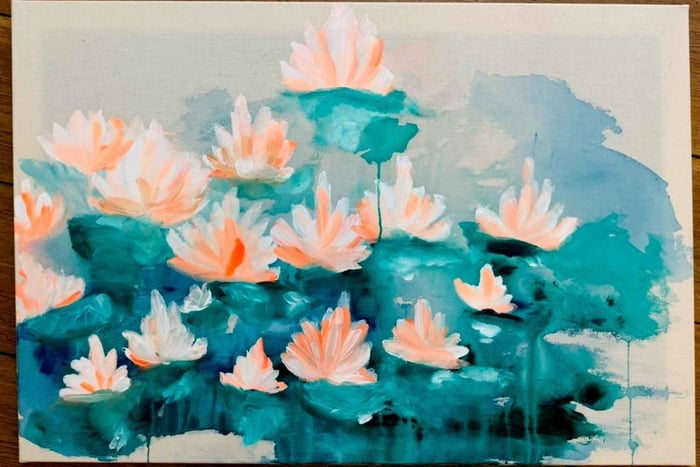 Aula de arte e vinho em Munique: oficina de aquarela/acrílica em ateliê de design