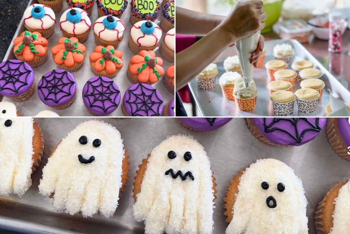 Halloween-kuppikakkujen koristelukurssi cocktailbaarissa