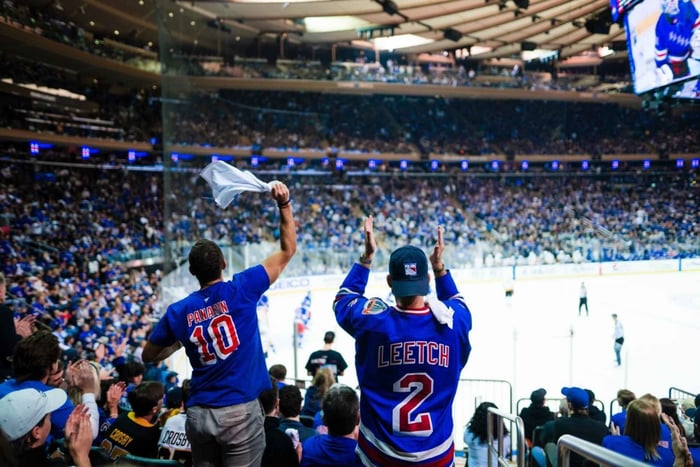 New York : match des New York Rangers au Madison Square Garden