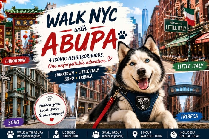 Spasertur i NYC med huskyen Abupa: Soho, Chinatown, Little Italy