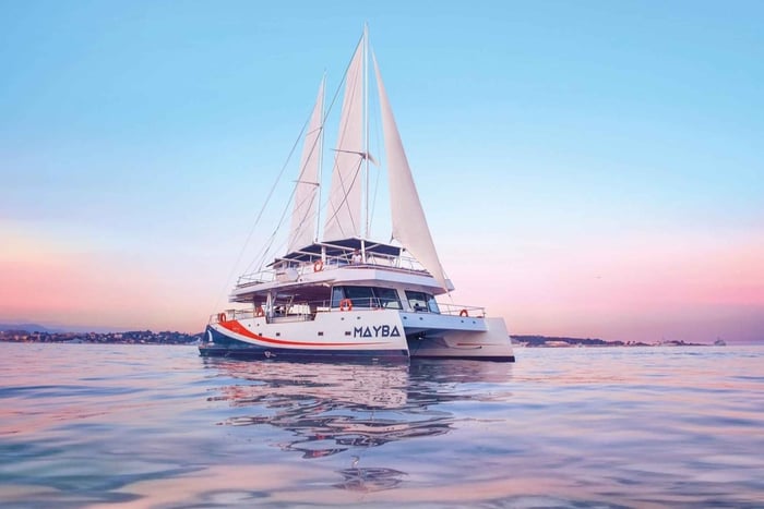 Nice : Sunset at sea on a Maxi Catamaran - Villefranche Bay