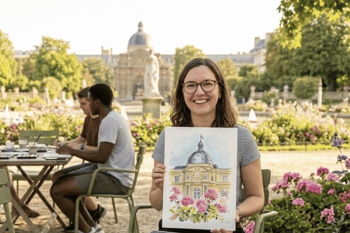Tegneworkshop i Luxembourg-hagen med en kunstner