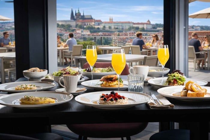 Praha: Aamiainen ja panoraamanäkymät Fly Vistassa
