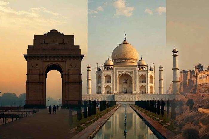 Delhi: Multi-Tour im Goldenen Dreieck mit Hotels, Guide & Auto