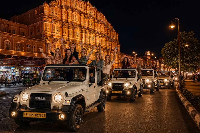 Jaipur: nachtelijke safari in open jeep met ophaal- en terugbrengservice