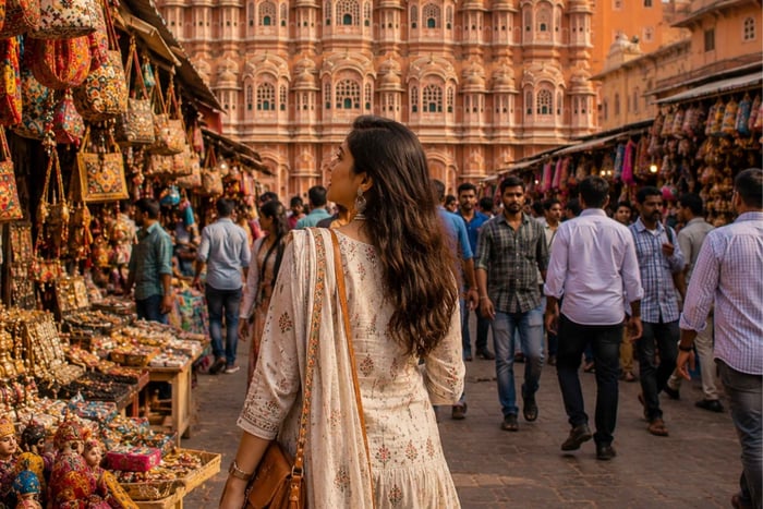 Jaipur: winkeltour met blauw aardewerk en blokdrukworkshop