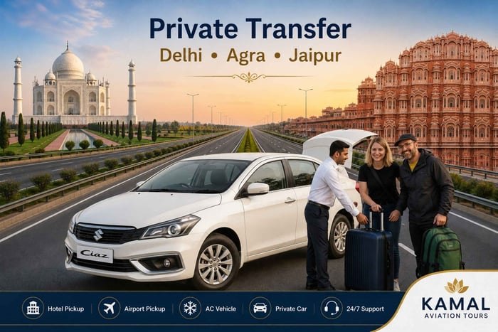 Private One way Transfer : Delhi ⇄ Agra ⇄ Jaipur with Stops