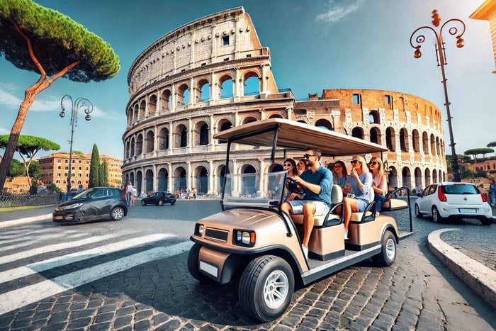 Roma: tour nocturno en carrito de golf con recogida