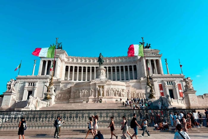 Roma: vistas desde la azotea del monumento Vittoriano y Palazzo Venezia