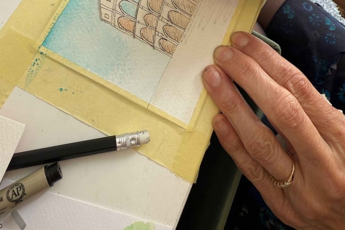 aquarellesessie in de buurt van het Colosseum