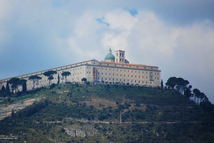 Andre verdenskrigs slagmarker: Montecassino og elven Rapido fra Roma