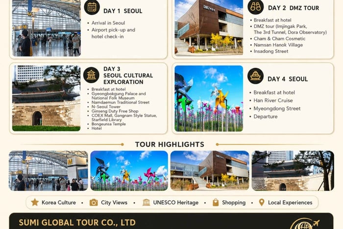 4-Day Guided Tour with DMZ, Palace, and Cruise