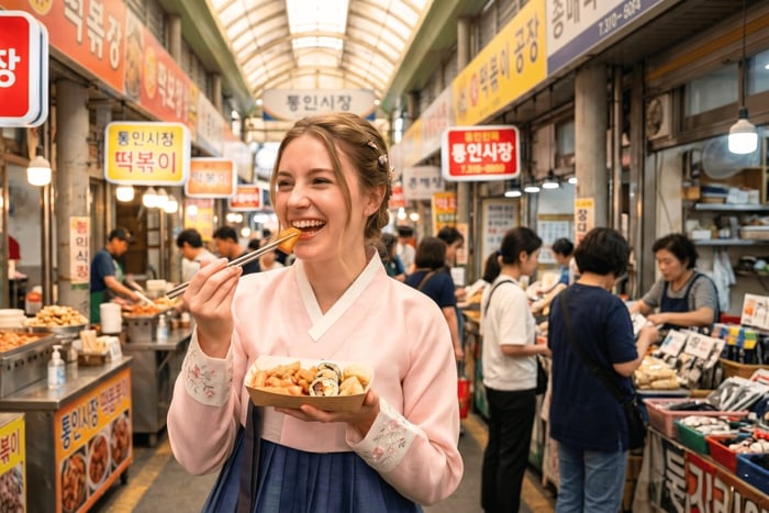Gyeongbokgung and Tongin Market walking tour in Seoul