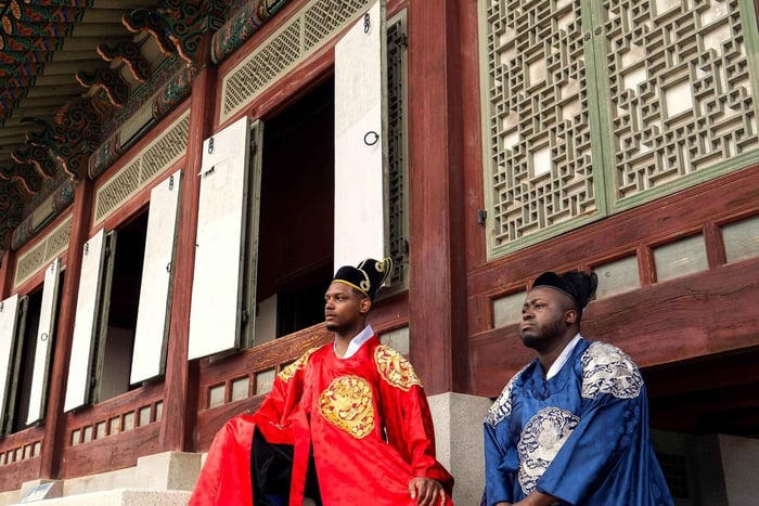 hanbok-fotoshoot in het Gyeongbokgung-paleis
