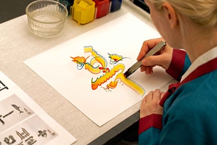 Wearing Hanbok and Drawing Hangeul Folk Lettering