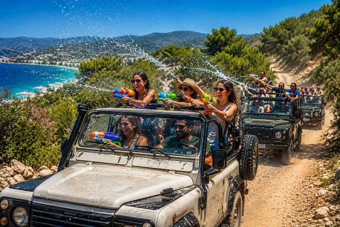 Bodrum: Jeep Safari, Beach, Turtle Lake & Water Fight