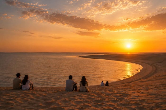 Doha: Soloppgang/ solnedgang ørkensafari, kamelridning og sandboarding