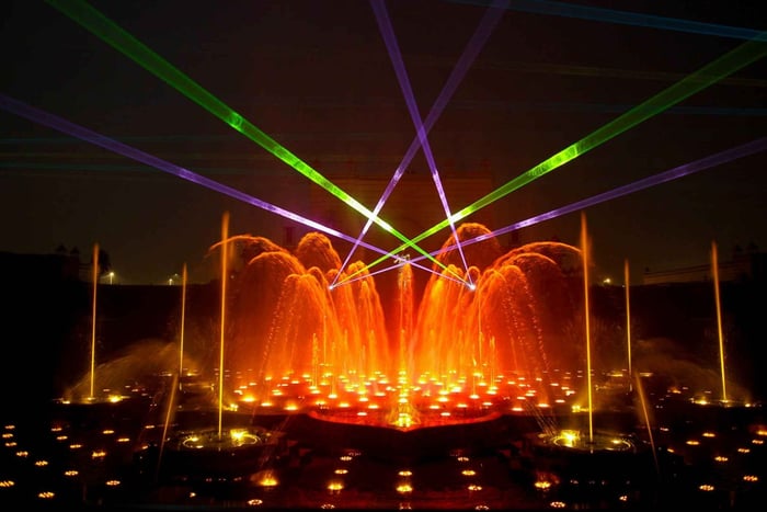 Fra Delhi: Akshardham-utstillingen og Sahaj Anand Water Show