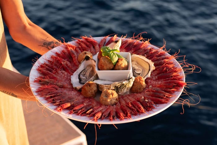 Palermo, sunset on a sailing boat with an aperitif and dinner on board