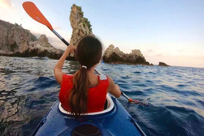 Taormina: Kayak Coastal Tour to Isola Bella and Blue Grotto