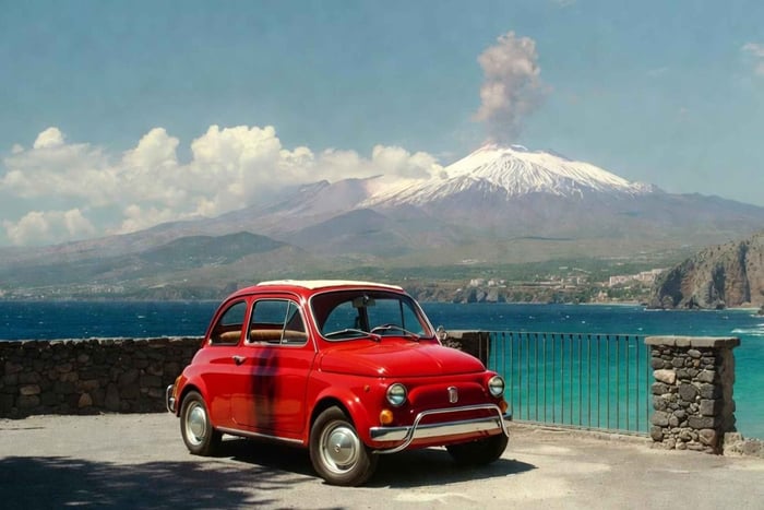 La Dolce Vita -kierros: Taorminan kaupunkikierros vintage-Fiat 500:lla