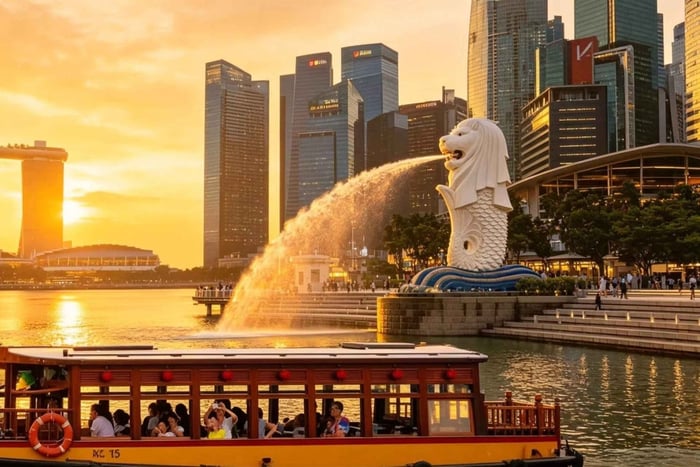 rondleiding door Merlion Park met ticket voor rivierrondvaart