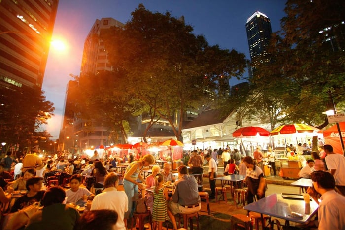 Cingapura: Comida de rua noturna Lau Pa Sat com caminhada na Marina Bay