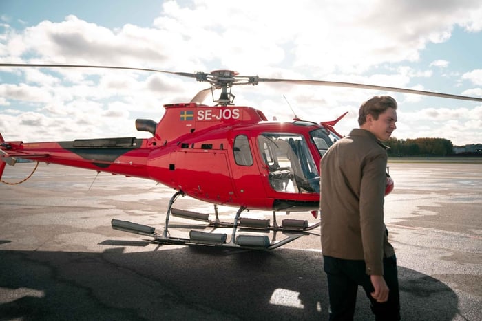 Hubschrauberflug über Stockholm