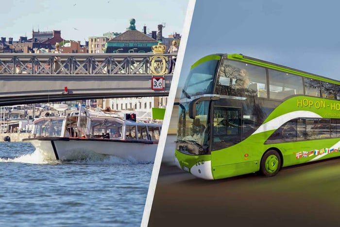 Estocolmo: Autobús turístico o barco turístico con audioguía