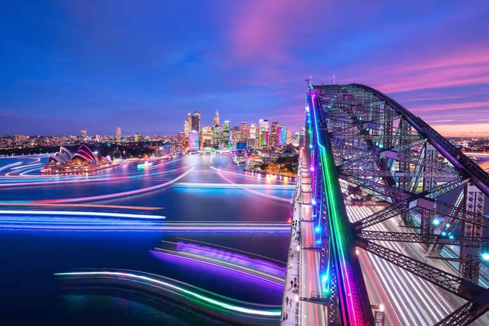 Crociera di un'ora al Vivid Light Festival del porto di Sydney