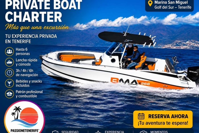 Tenerife sur, Excursión Privada en Barco con Snorkel y Bebidas