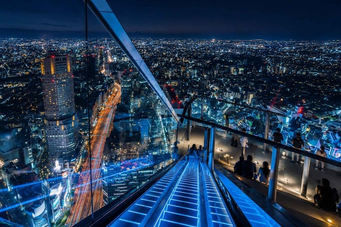Shibuya After Dark, Neon Streets & Skyline View