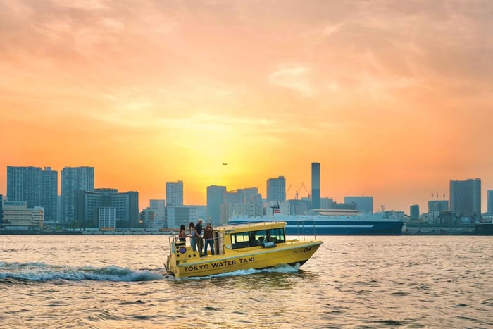 Tokio: Bootsfahrt bei Sonnenuntergang mit ortskundigem Guide auf einem Privatboot