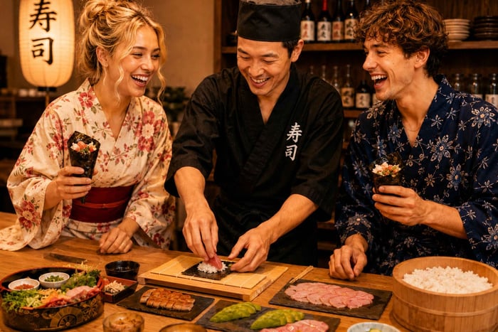 Sushi Making Class in Shibuya Hand Rolled with Master