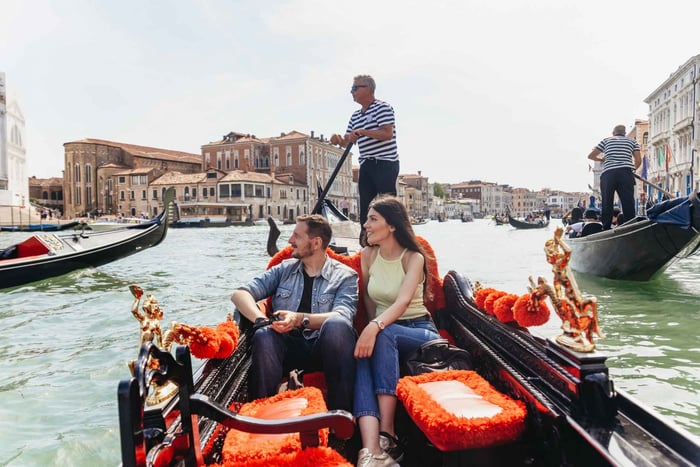 Venetië: gondeltocht op het Canal Grande met commentaar via de app