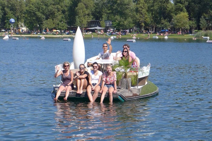 Private Floating Island E-Boat Rental on Danube